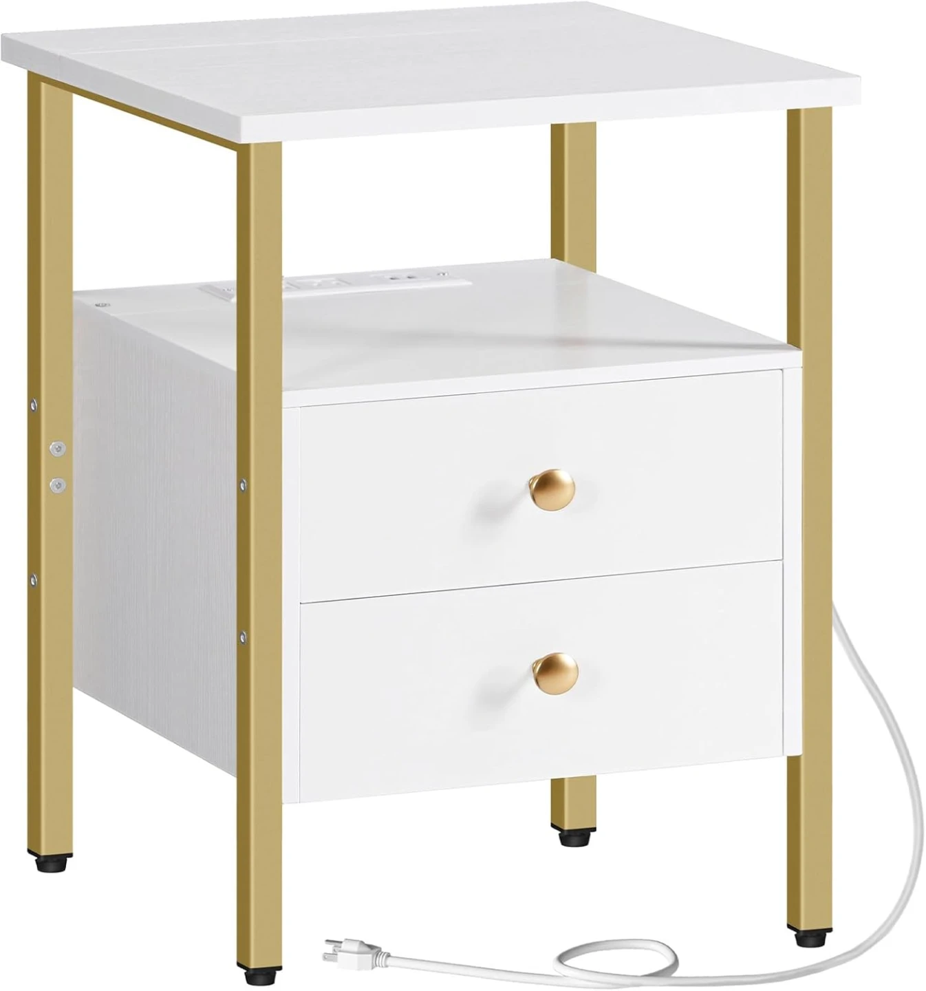 Pair(2) Nightstands tables with Charging Station & 2 Drawers - photo 3