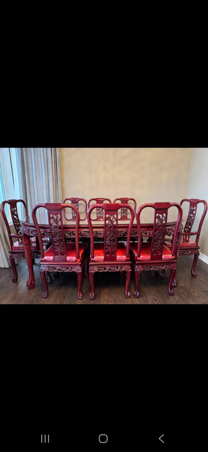 Barely used handcrafted 8 person Chinese dining set