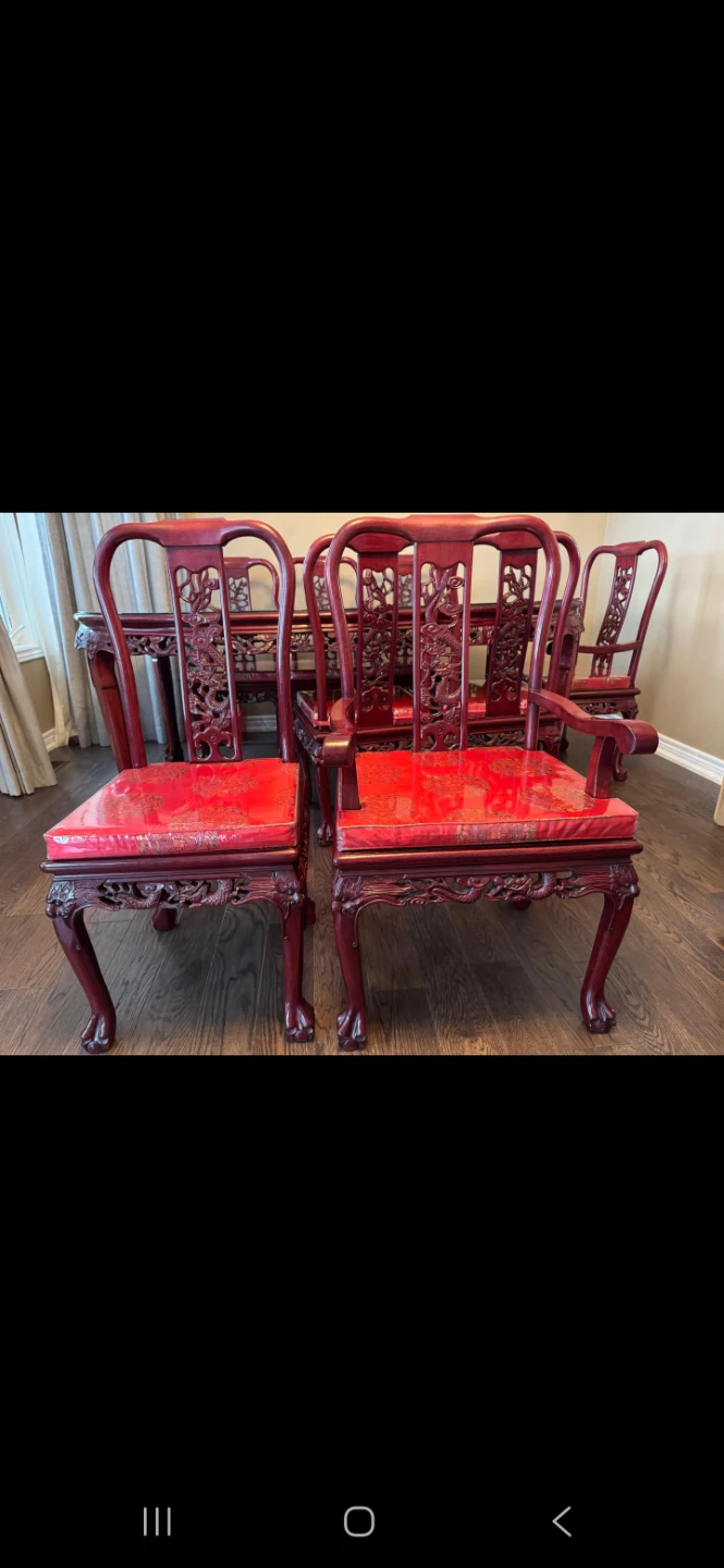 Barely used handcrafted 8 person Chinese dining set - photo 3