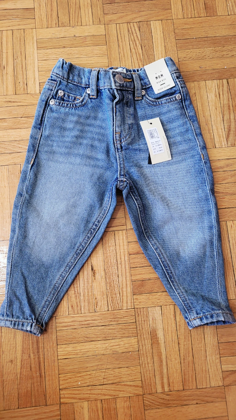 River Island Mini Mom High Rise Jeans - Blue - 9-12 Months