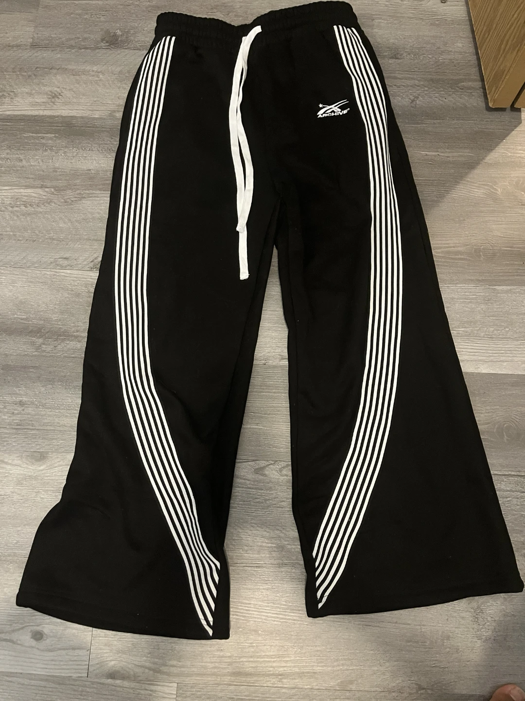 Archive Black Track Pants with White Stripes