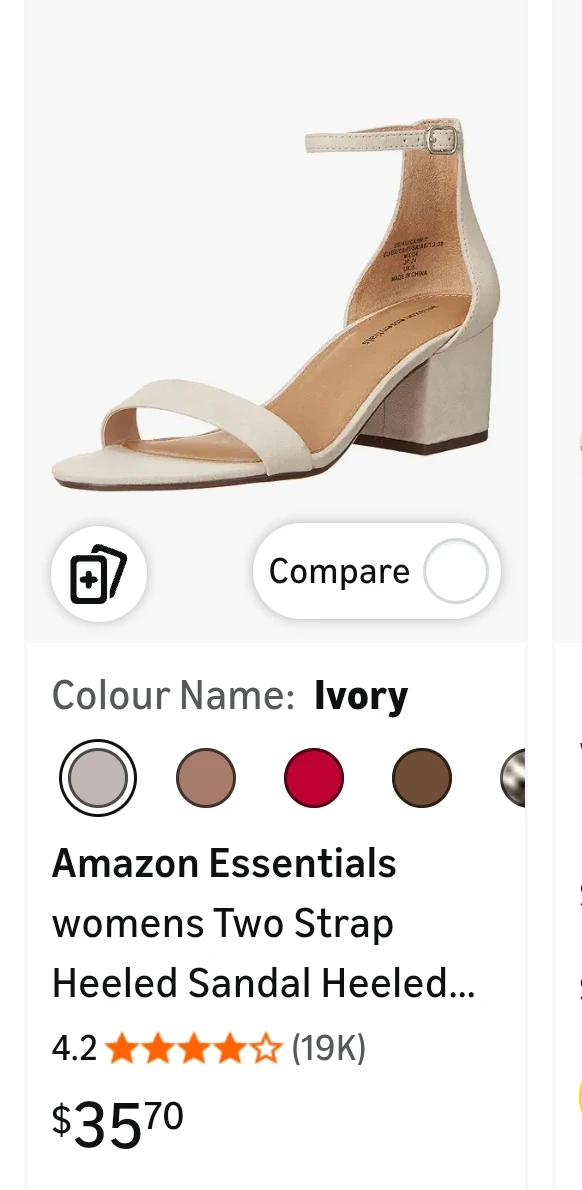 Amazon Essentials Women's Two Strap Heeled Sandals - Ivory