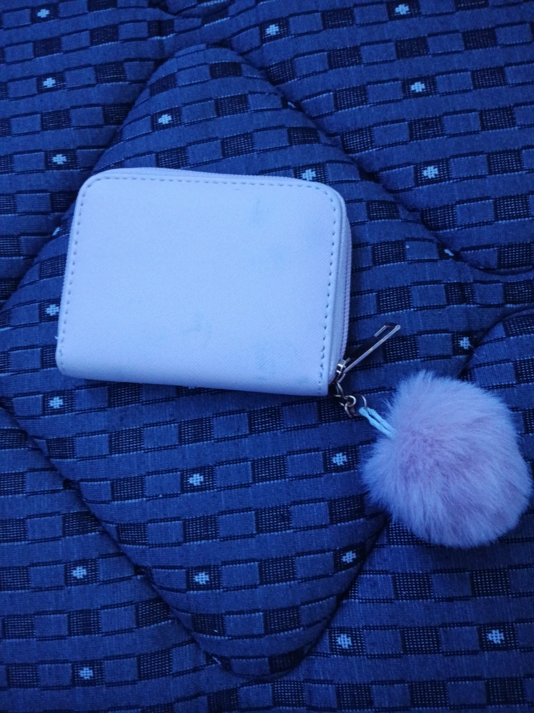 Pink Zip Around Wallet with Pom Pom Charm