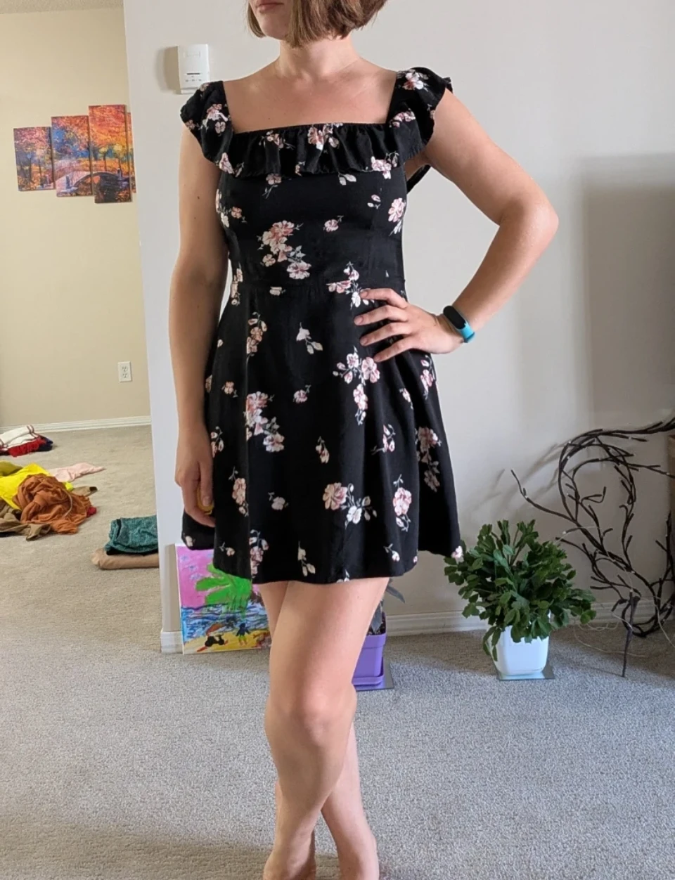 Women's Black Floral Off-the-Shoulder Dress - photo 2