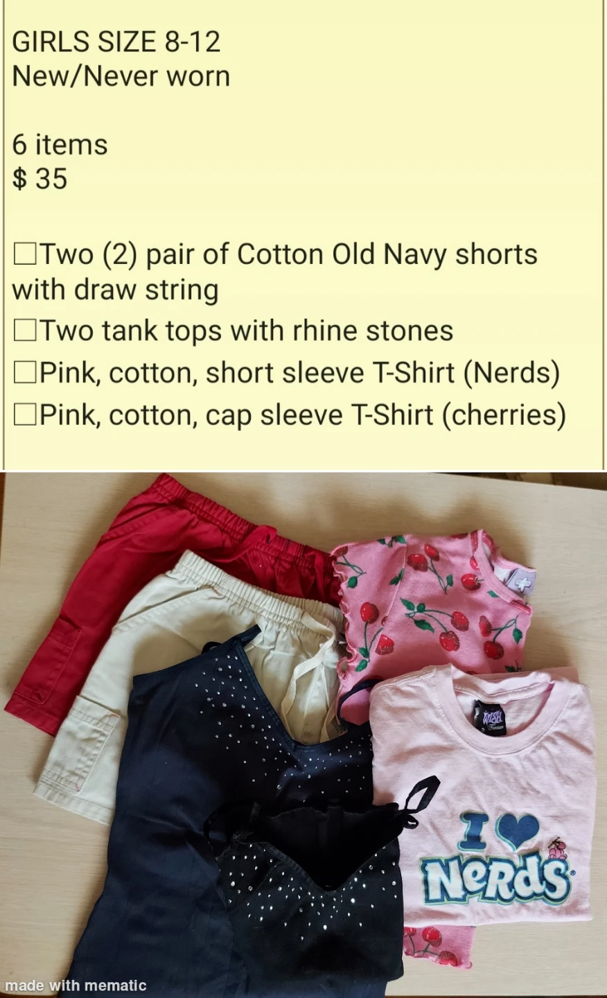 Girls Size 8-12 Clothing Bundle (6 Items)