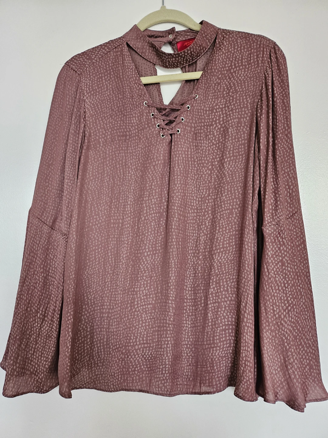 Jennifer Lopez Women's Mock Neck Lace-Up Blouse