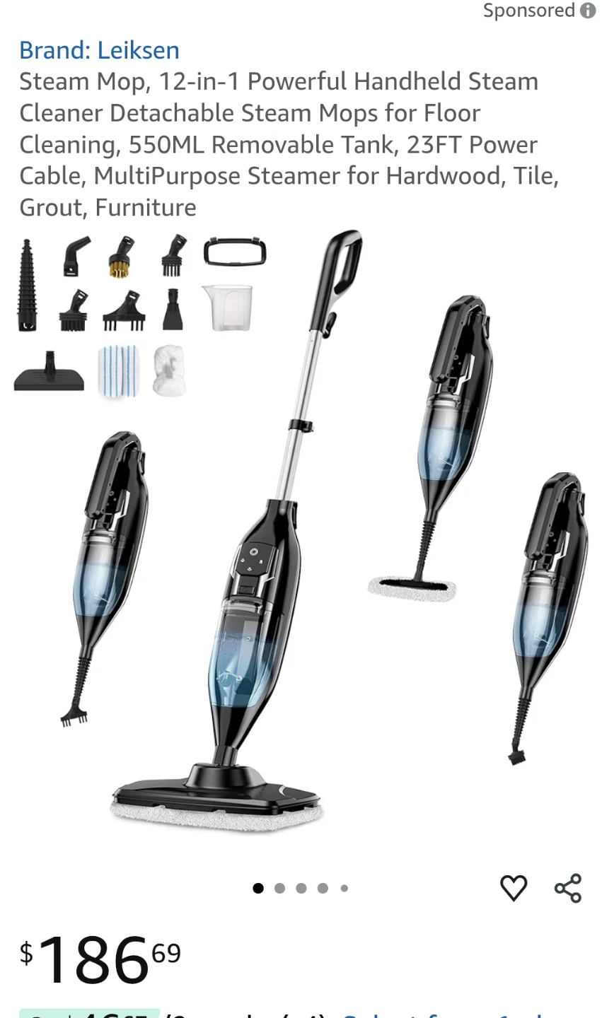 Leiksen 12-in-1 Powerful Handheld Steam Cleaner Mop - photo 2