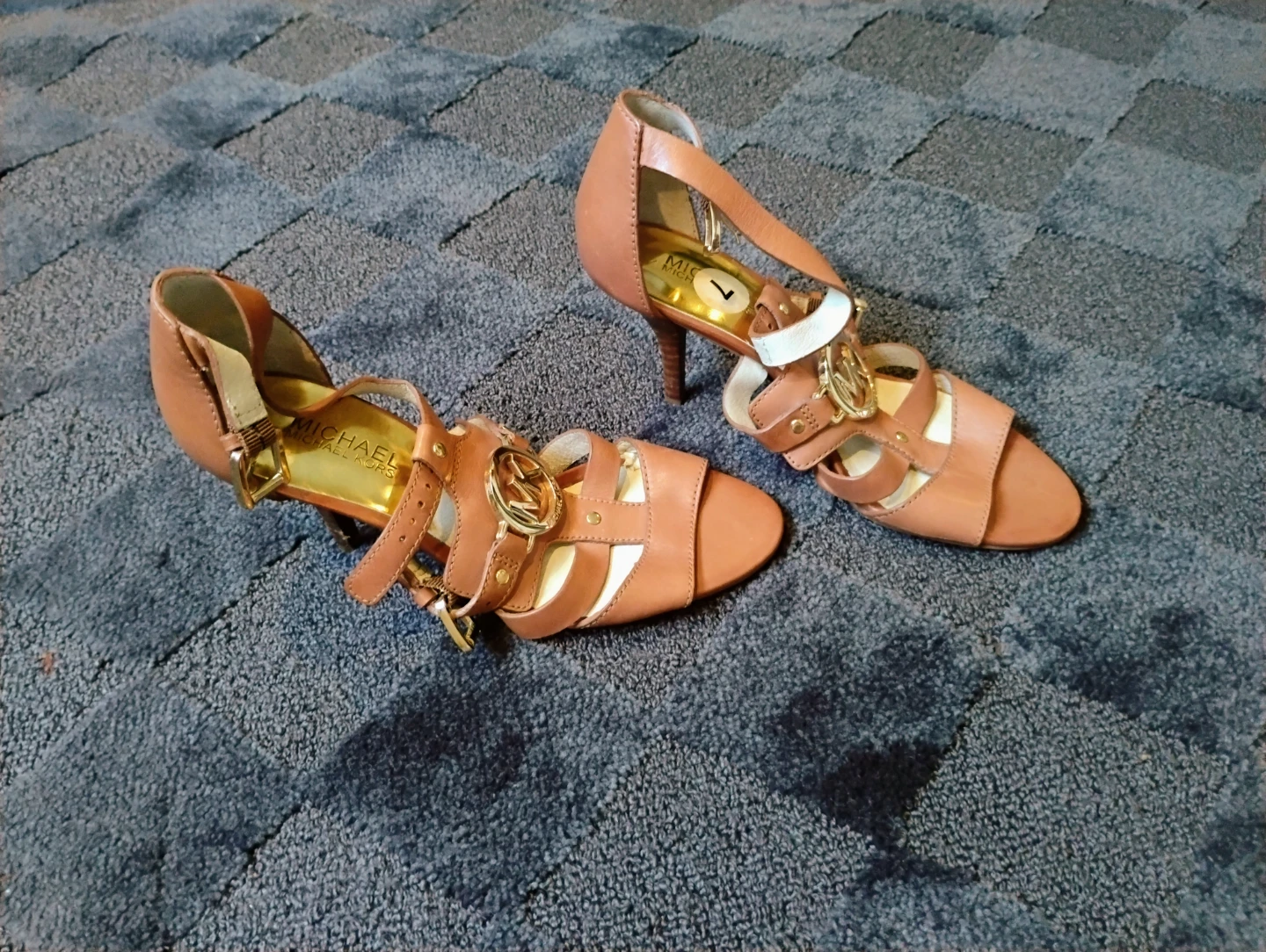 Michael Kors Tan Leather Strappy Heeled Sandals Size 7