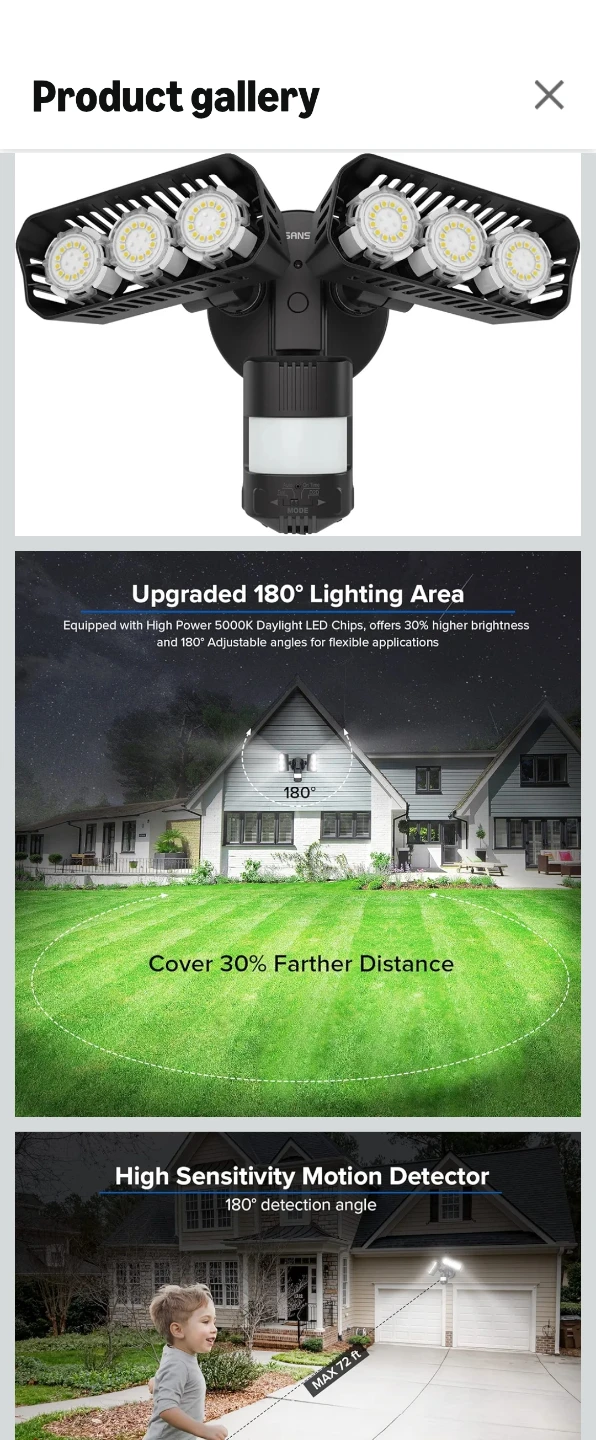 Motion Sensor LED Security Light - Black