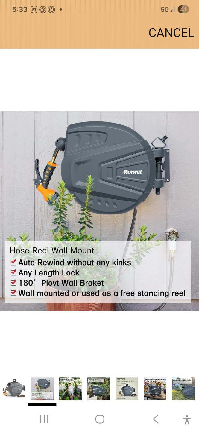 Ronwei 65FT Retractable Garden Hose Reel - photo 2