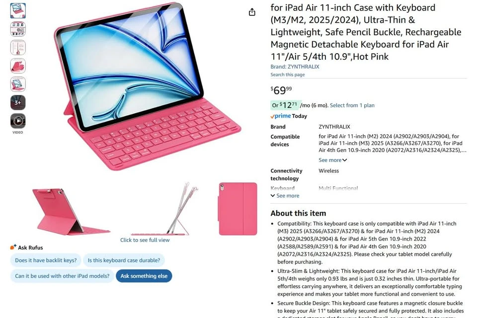 Pink iPad Air 11" Keyboard Case - photo 2