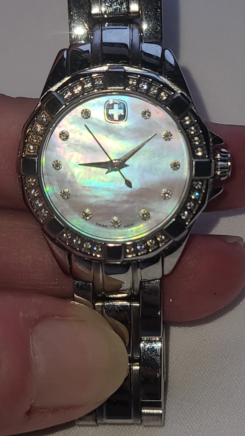 Swiss Army Watch w/Mother of Pearl Dial & Crystals