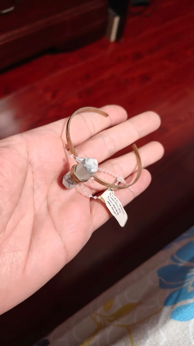 Bangle Bracelet with White Stone - photo 3