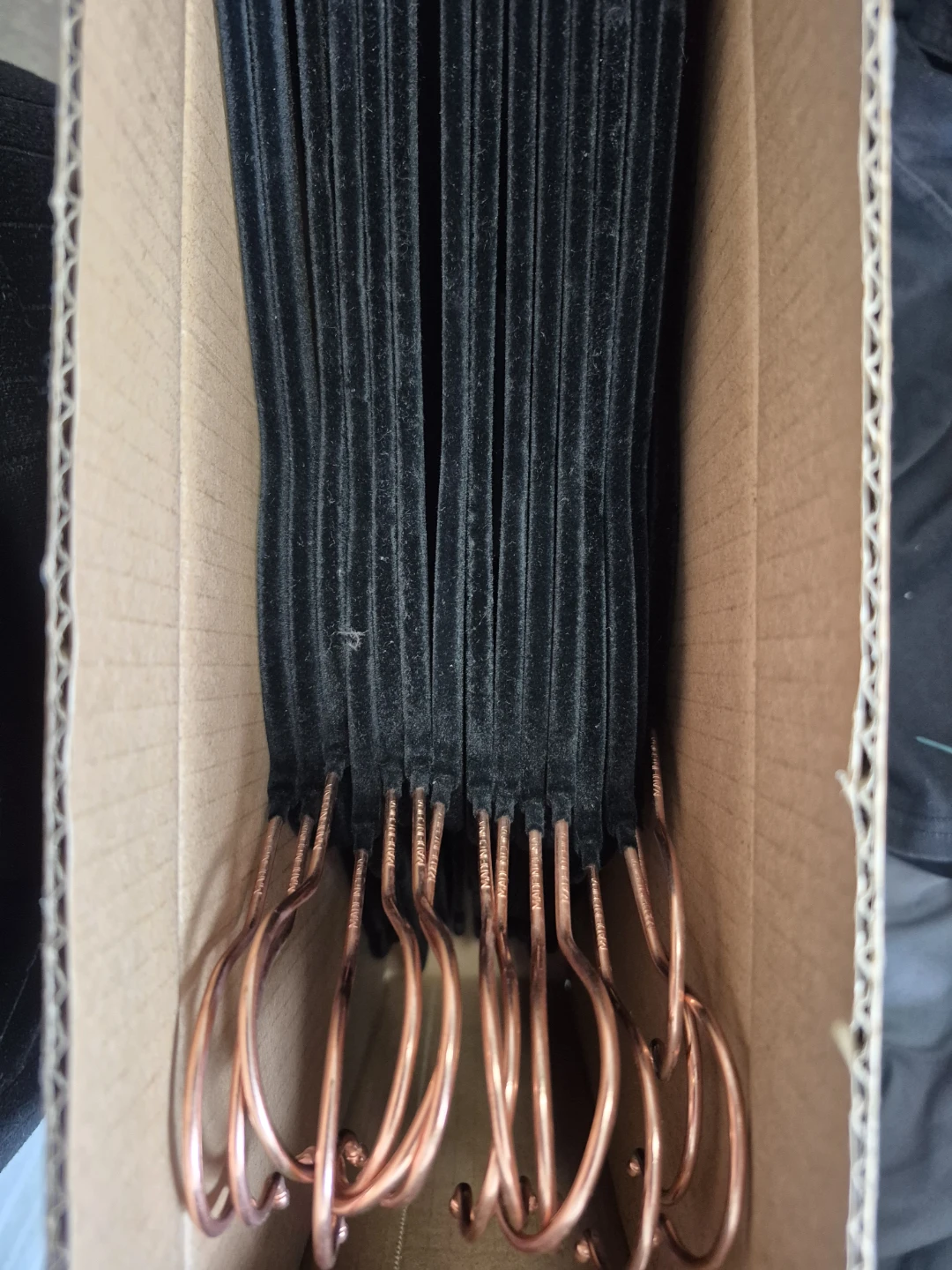 Set of 30 Black Velvet Hangers with Rose Gold Hooks