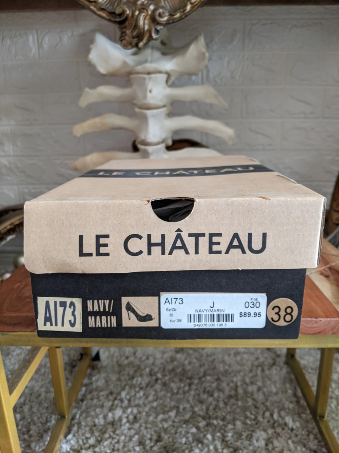 LE CHÂTEAU Navy/Marin Embellished Peep-Toe Heels - photo 5