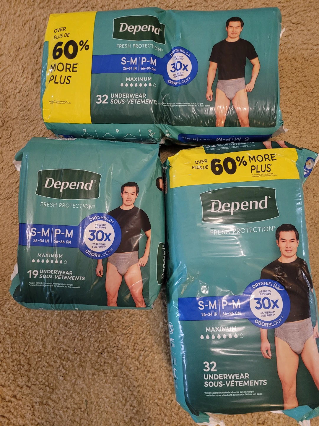 Depend Fresh Protection S-M/P-M Underwear - 3 Packs