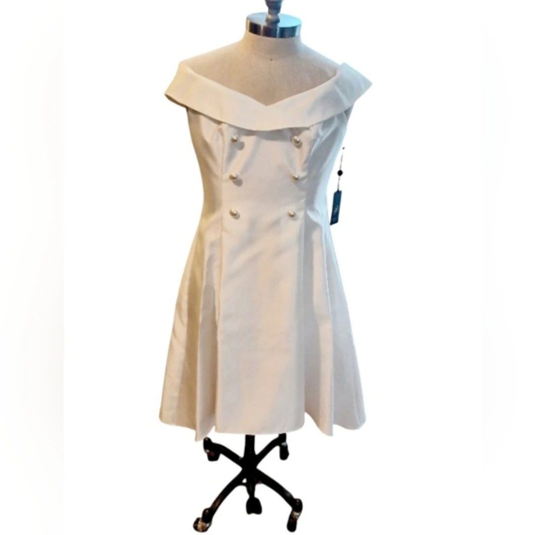 Adrianna Papell Pearl Mikado Party Dress Ivory Size 12