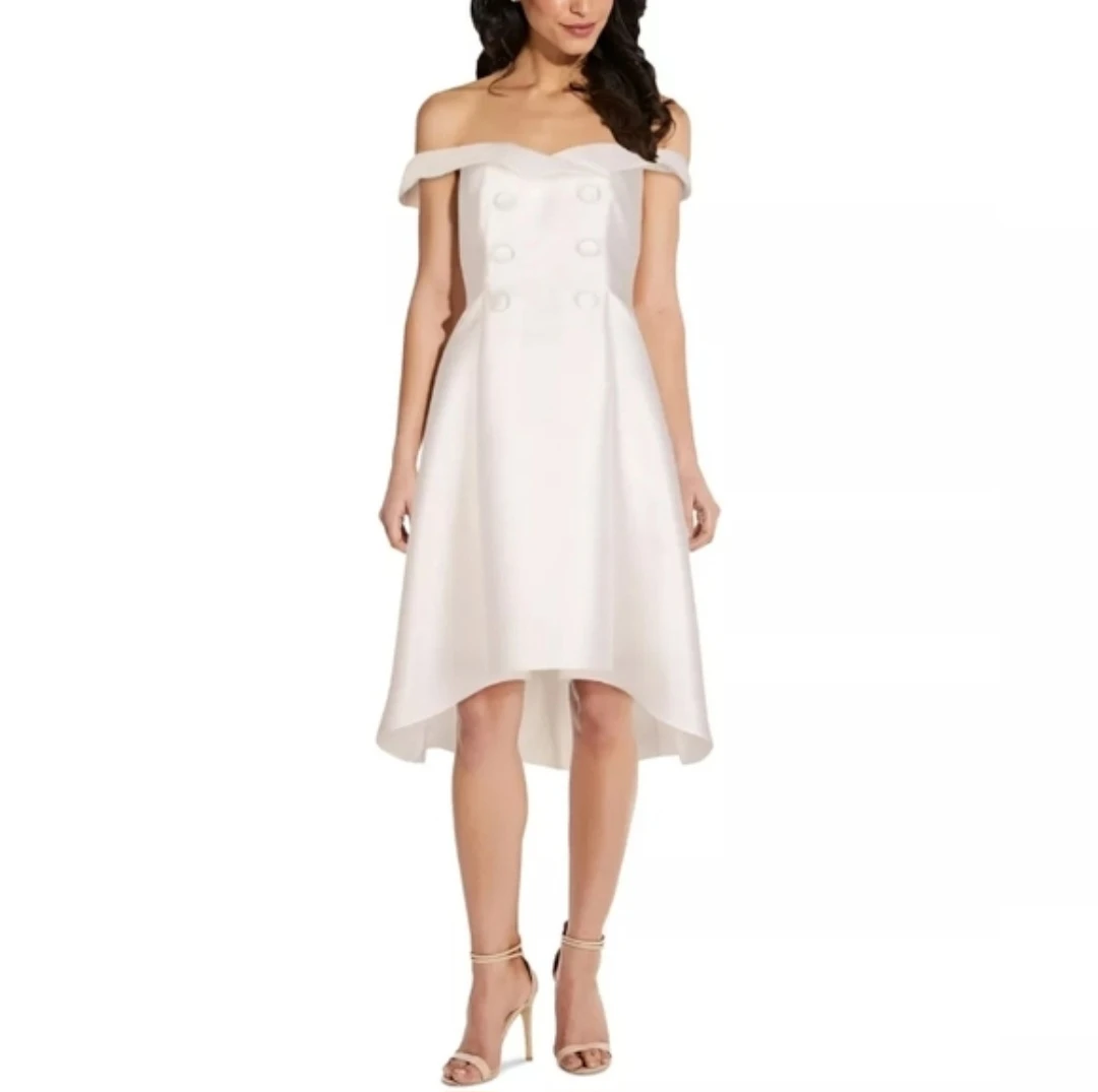 Adrianna Papell Pearl Mikado Party Dress Ivory Size 12 - photo 2