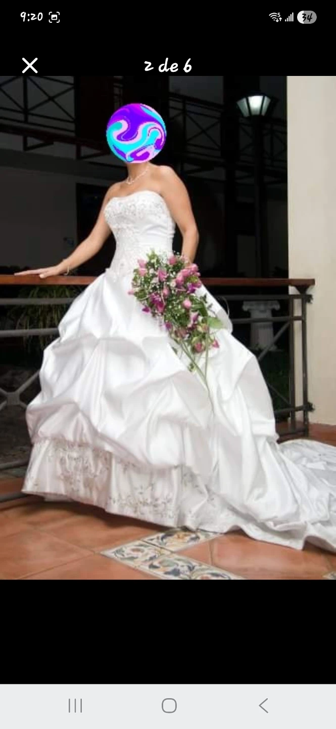 White Wedding Dress with Veil - photo 4