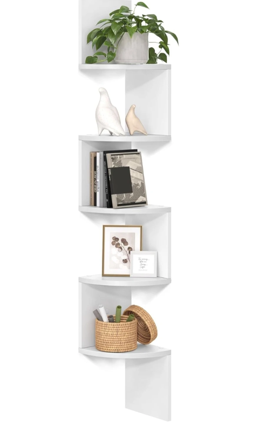 VASAGLE White 5-Tier Corner Shelf Unit - photo 2