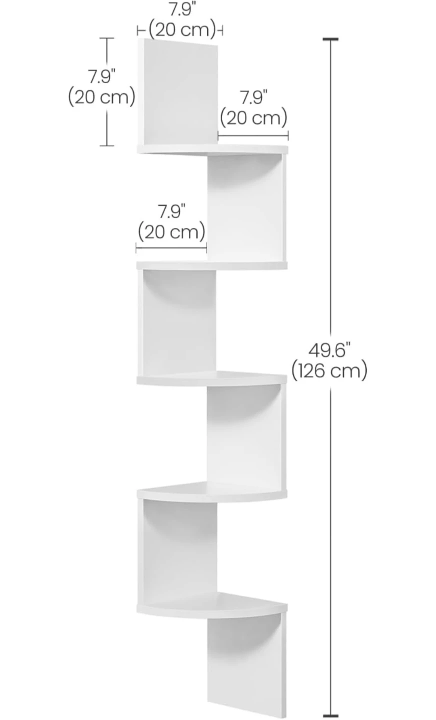 VASAGLE White 5-Tier Corner Shelf Unit - photo 3