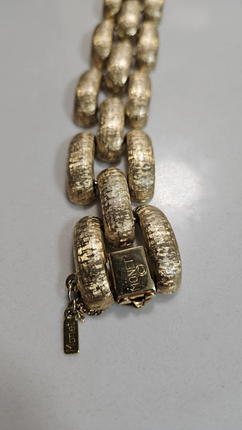 Monet Gold Tone Textured Link Bracelet - photo 2