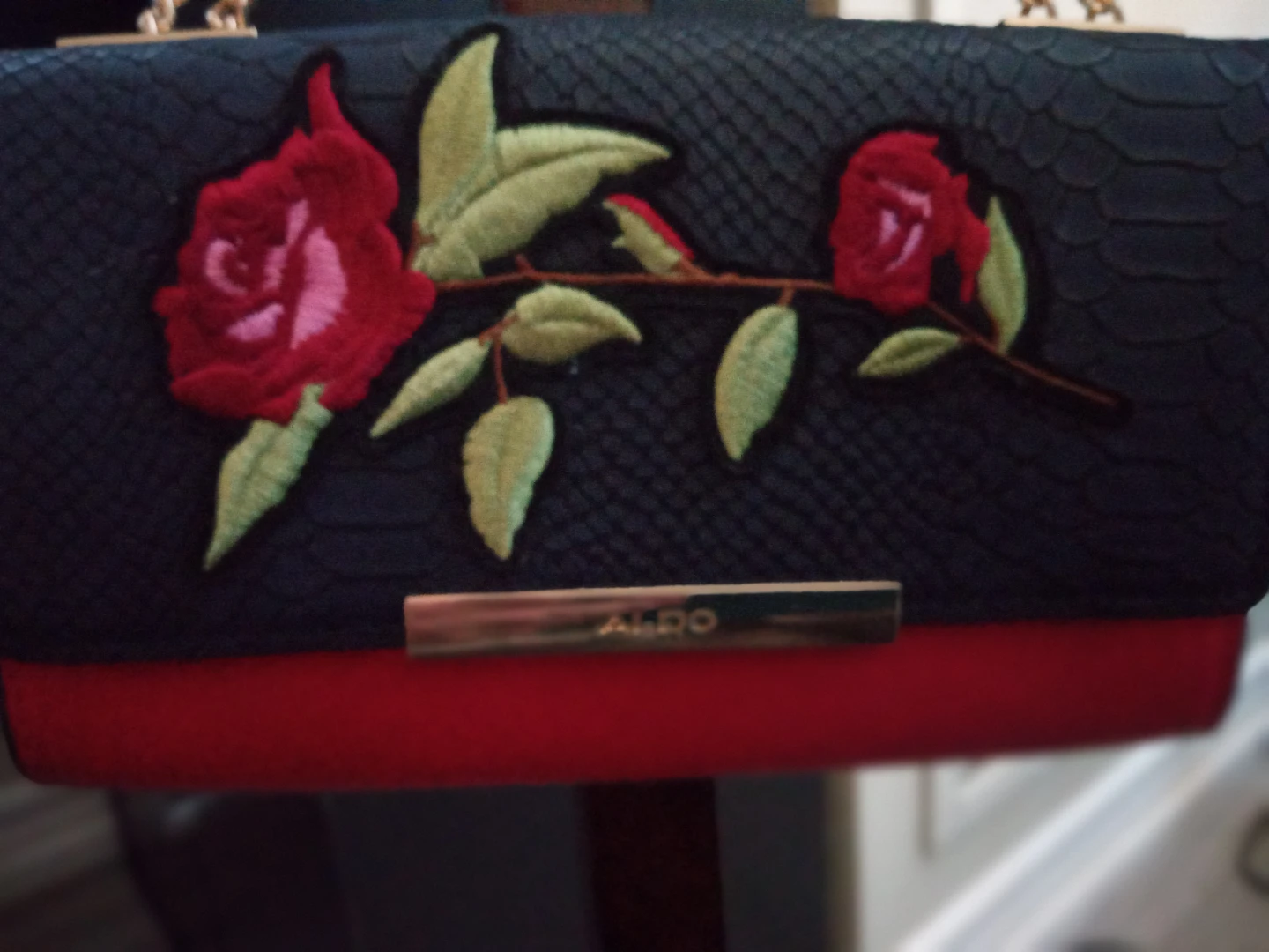 ALDO Black and Red Floral Chain Bag - photo 2