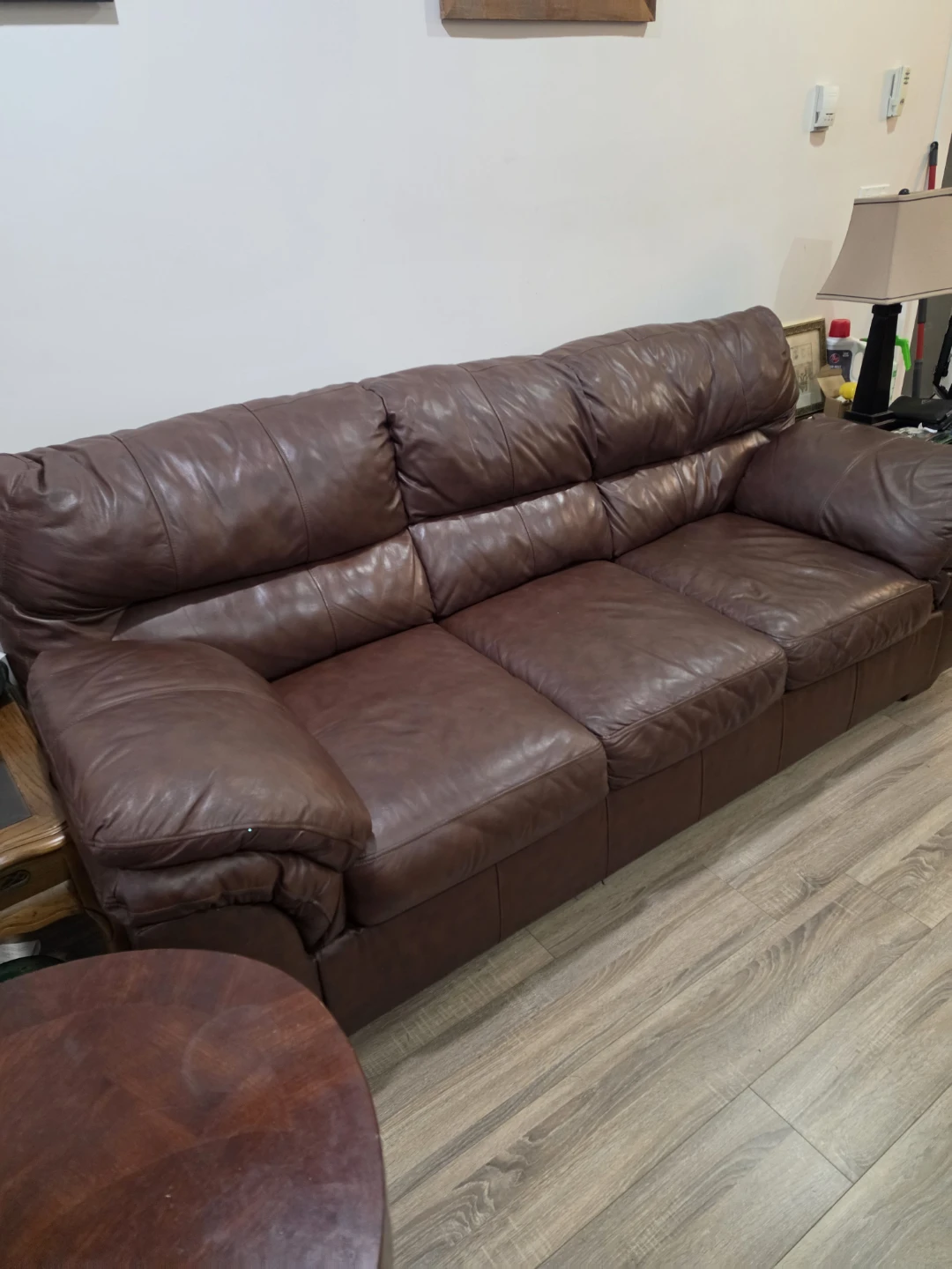 7.5ft Brown Leather Sofa – Great Comfort! - photo 2