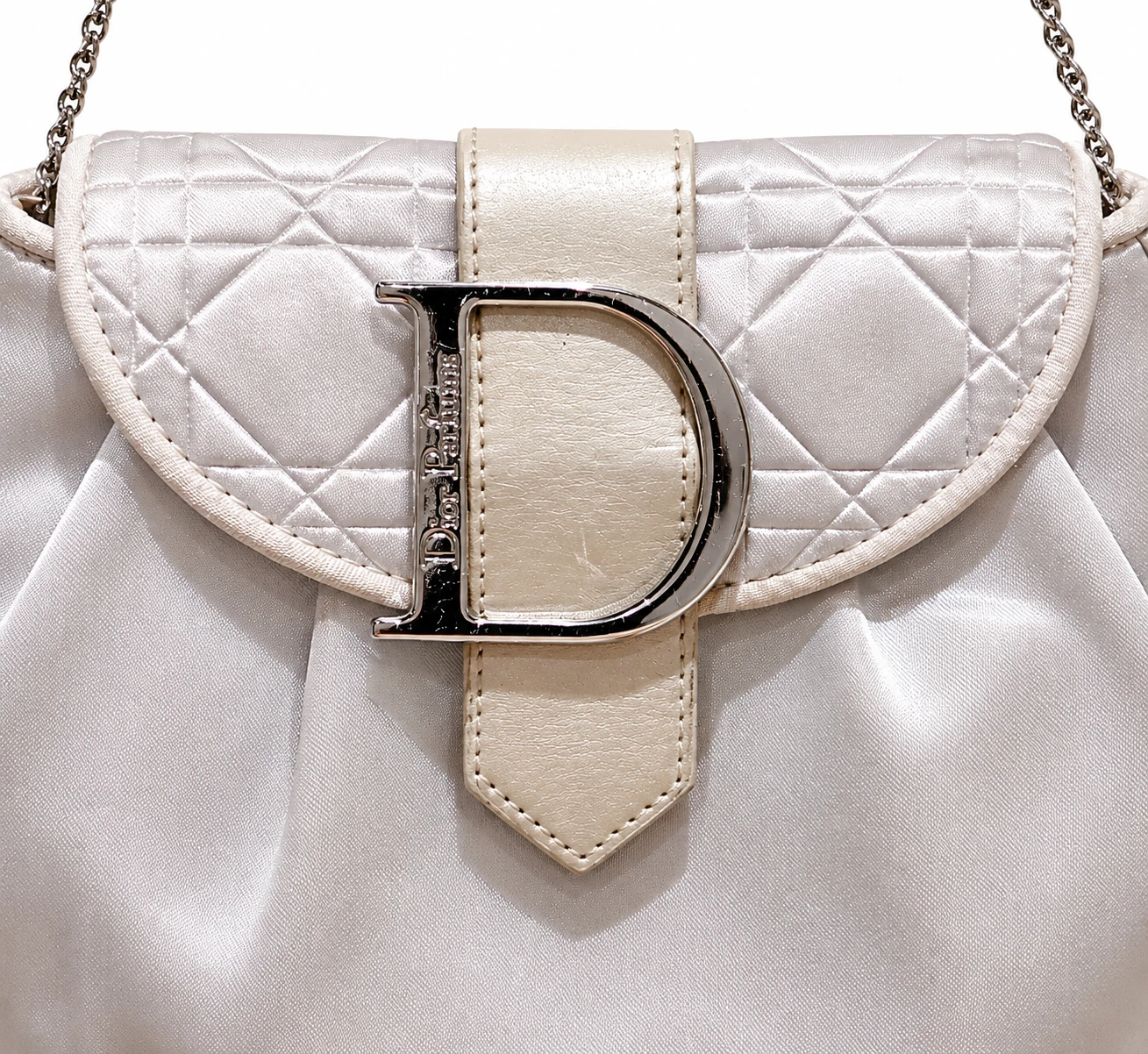 Christian Dior Vintage Satin Silver Clutch Bag - photo 4