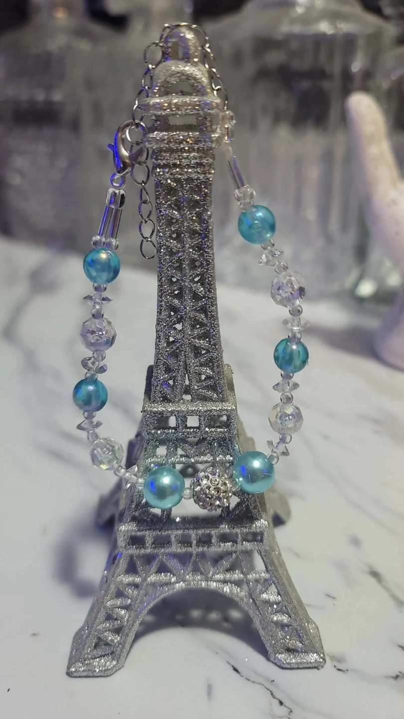Handmade Beaded Bracelet with Eiffel Tower Charm