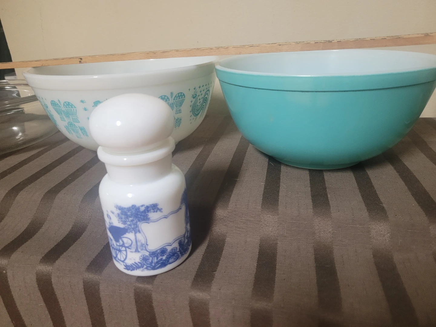 6 Vintage Milk Glass Pyrex Amish Turquoise Casserole Bowl Dish - photo 5