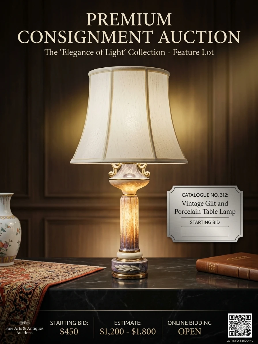 Vintage MCM Hollywood Regency Ceramic Column Table Lamp