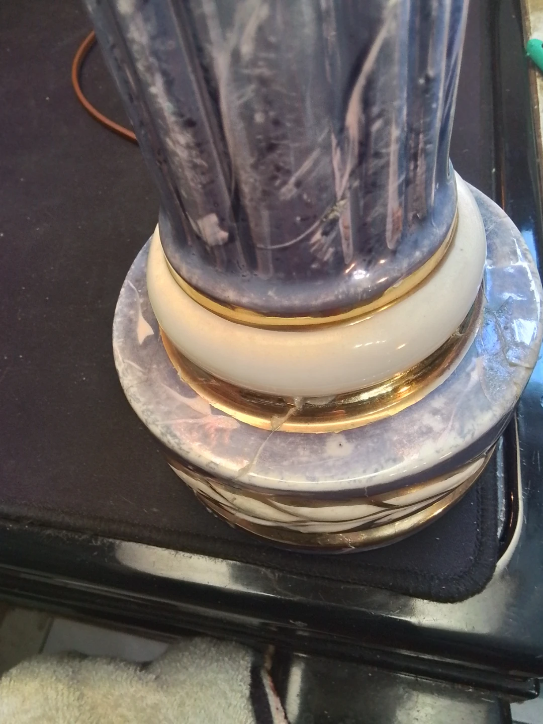 Vintage MCM Hollywood Regency Ceramic Column Table Lamp - photo 4