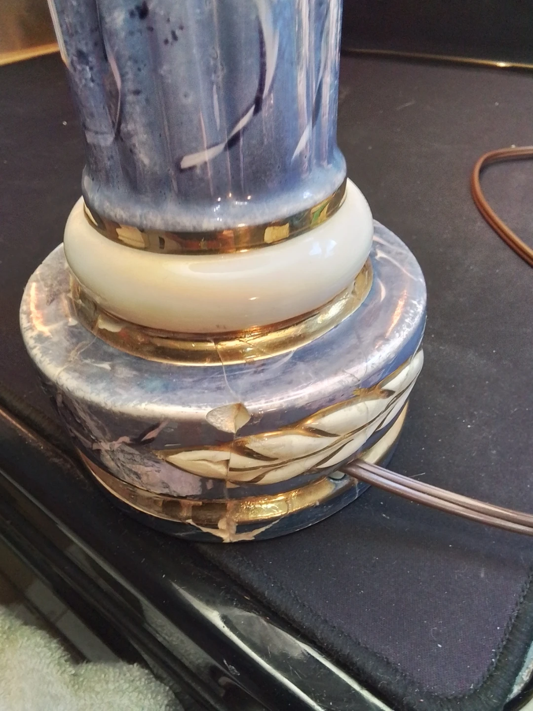 Vintage MCM Hollywood Regency Ceramic Column Table Lamp - photo 5