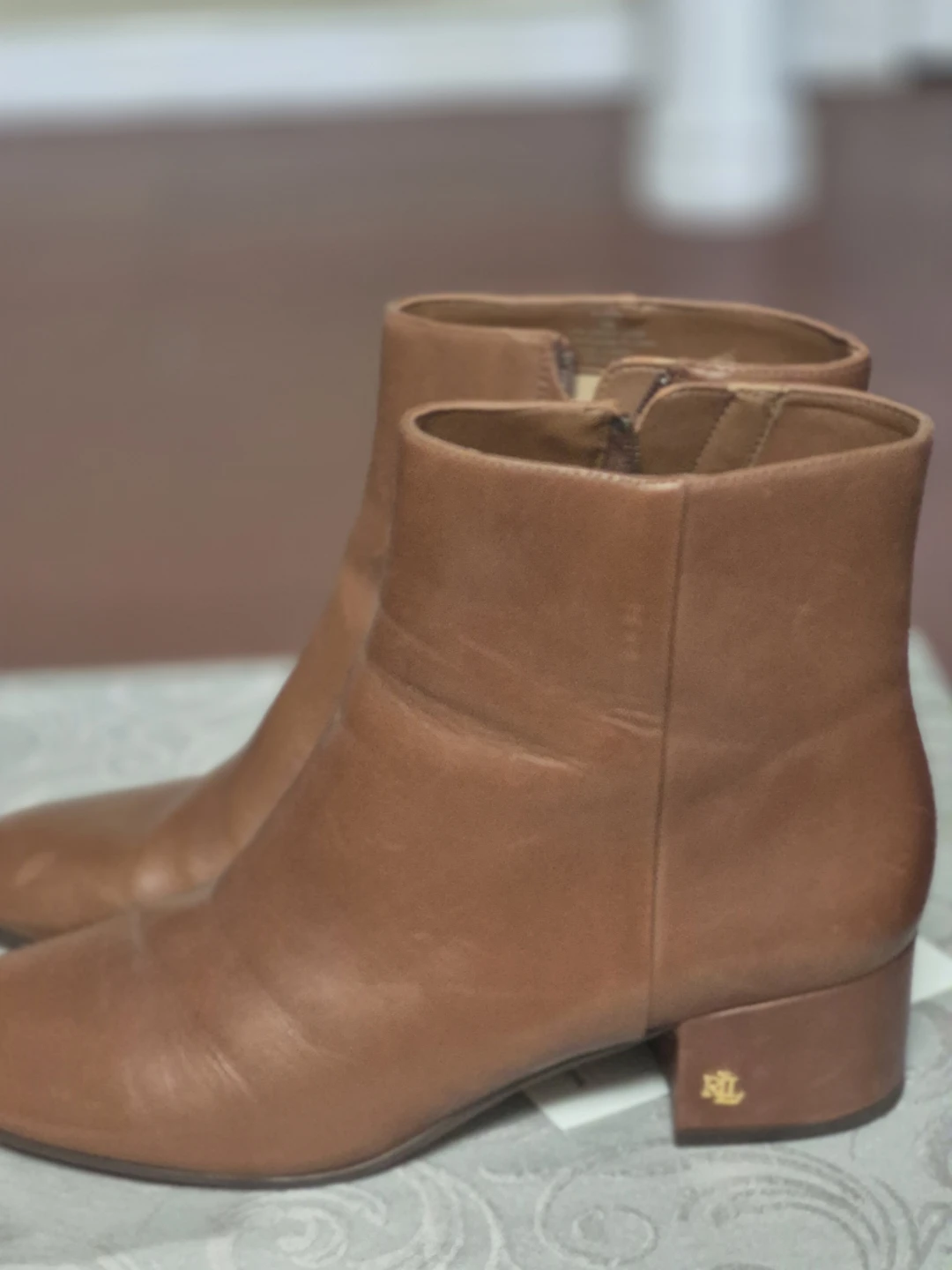 Lauren Ralph Lauren Brown Leather Ankle Boots