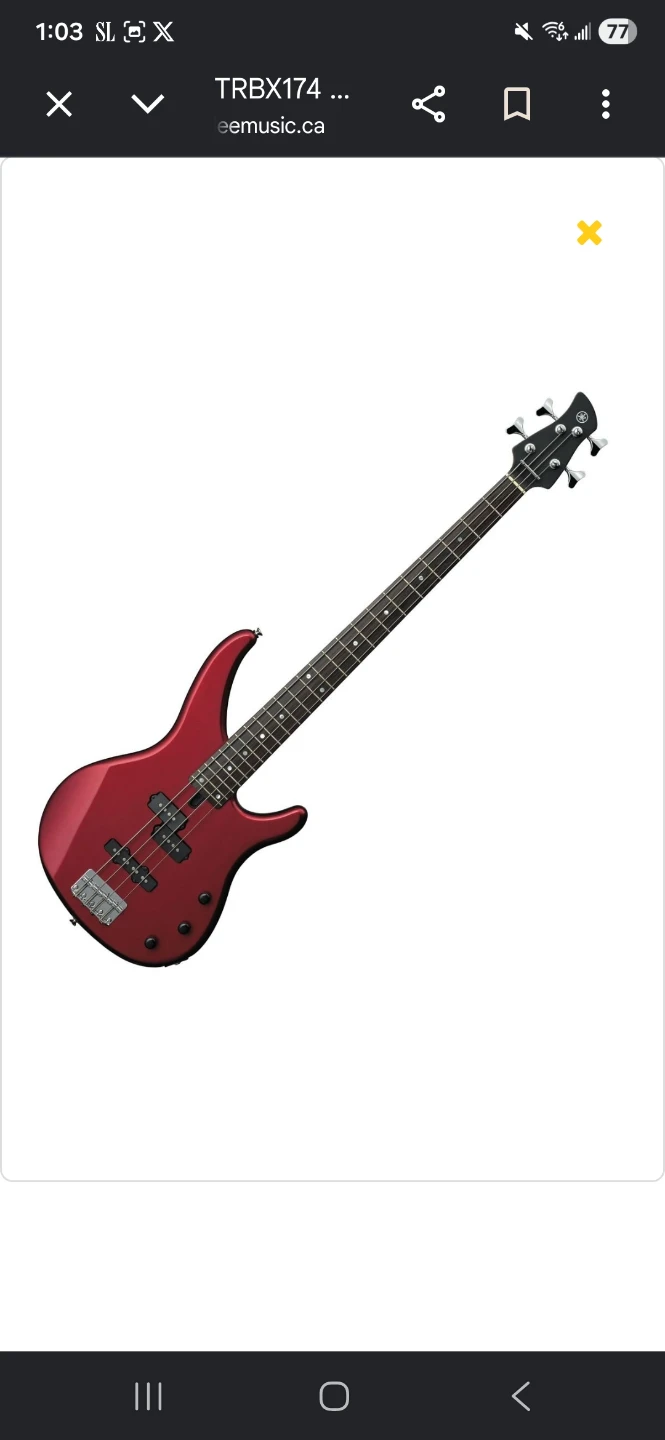 Yamaha TRBX174 Red Electric Bass Guitar