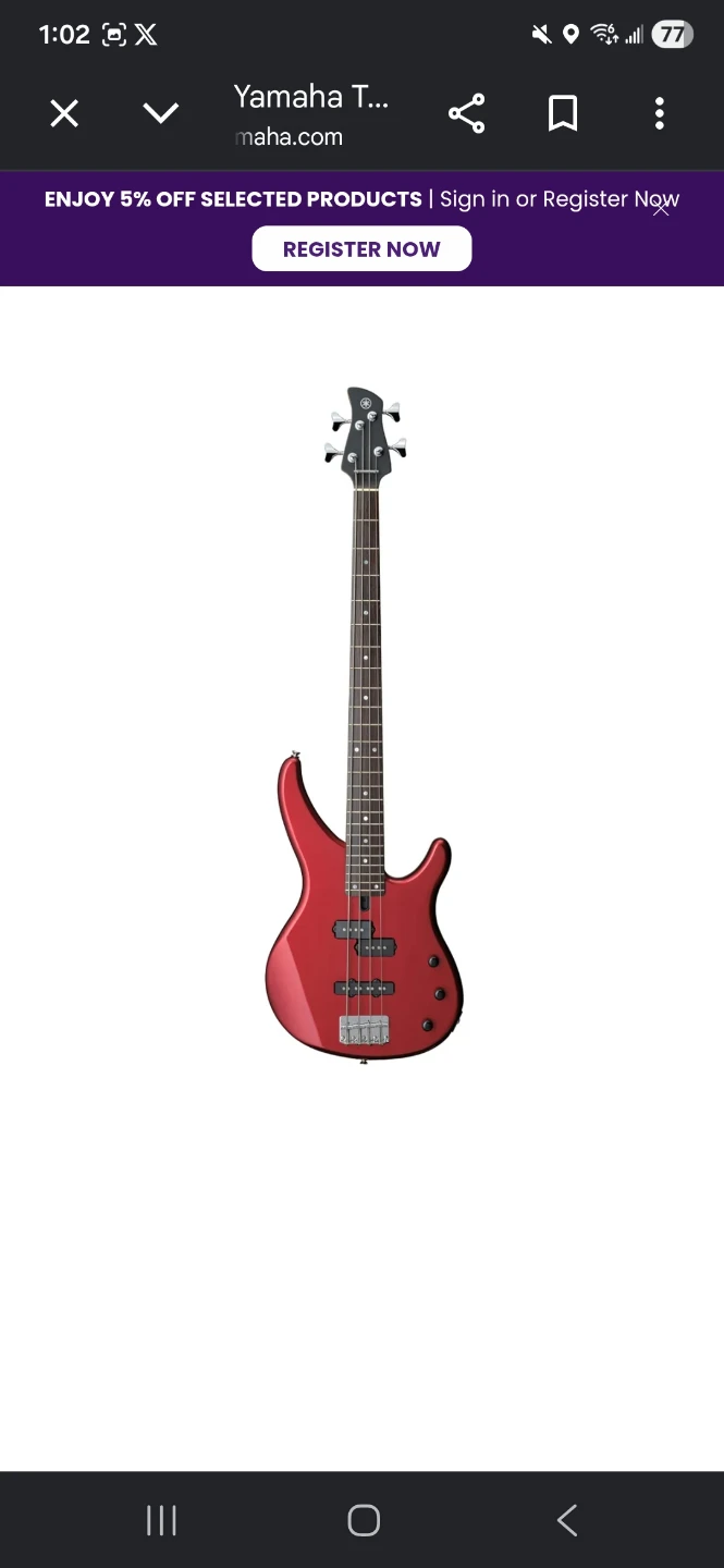 Yamaha TRBX174 Red Electric Bass Guitar - photo 2
