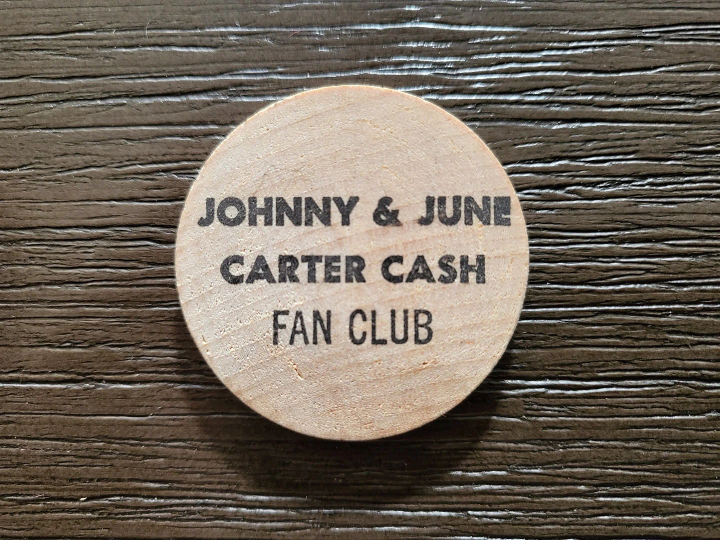 Vintage 1970's Johnny & June Carter Cash Fan Club Wooden Nickel