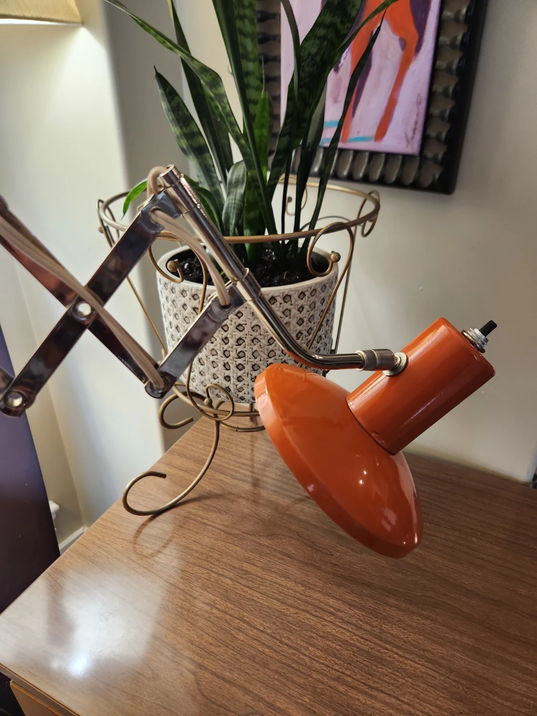 Vintage Scandinavian Orange Scissor wall or desk  Lamp