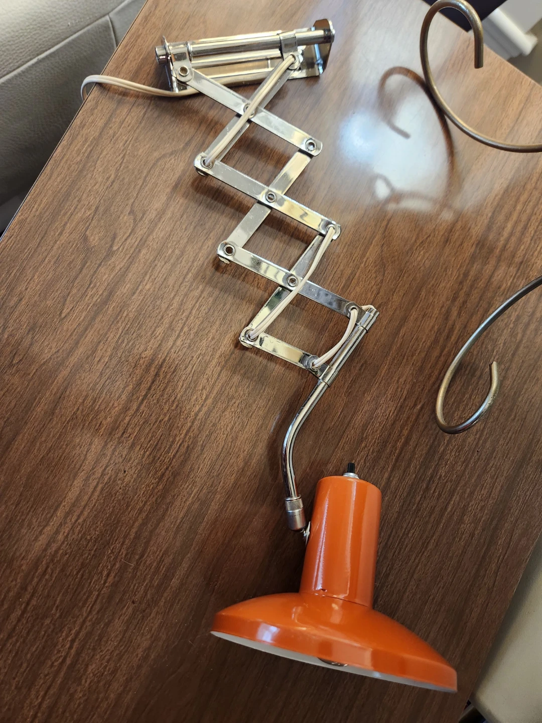Vintage Scandinavian Orange Scissor wall or desk  Lamp - photo 3
