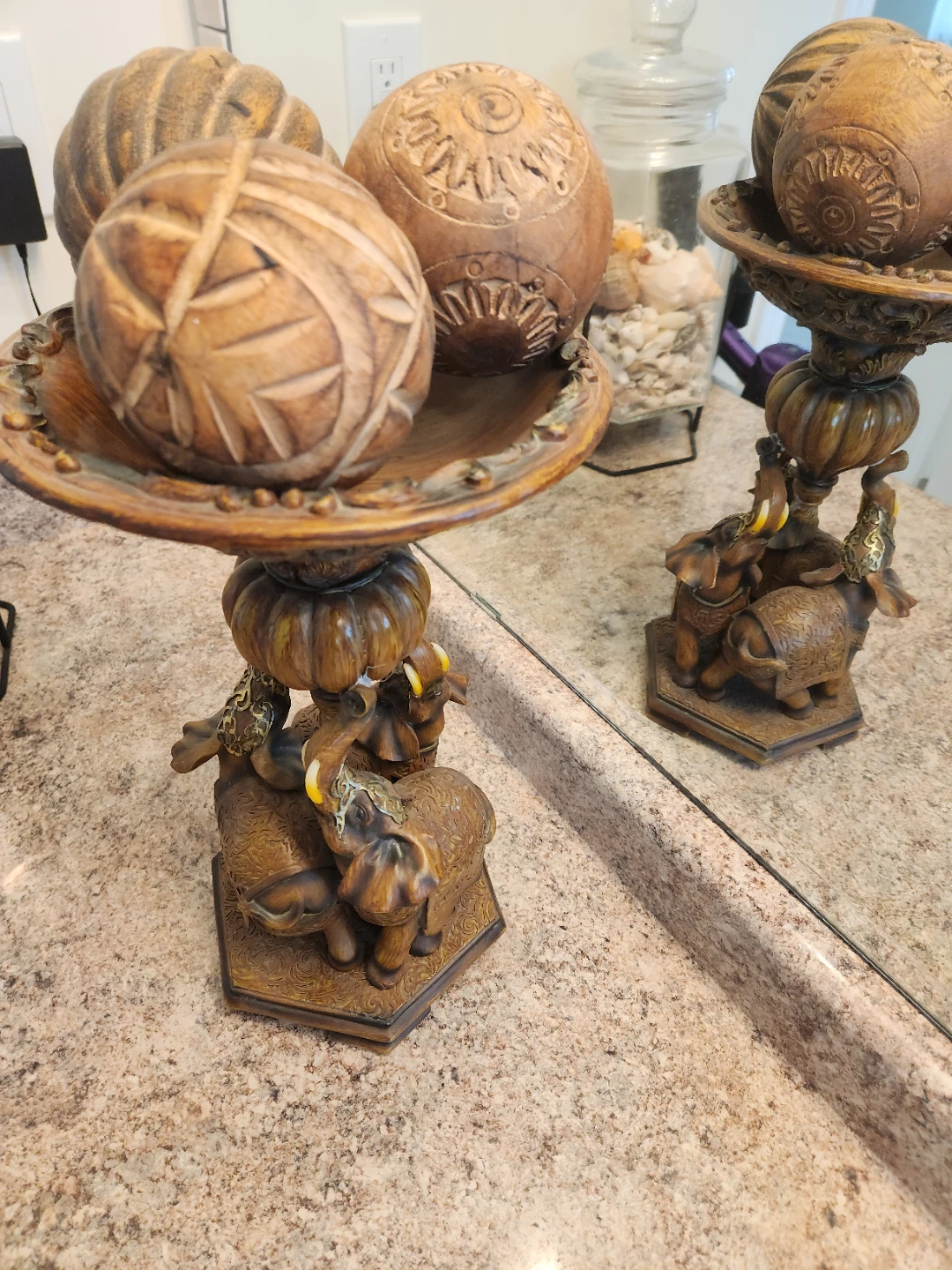 Decorative Elephant Stand with Carved Orbs - photo 3