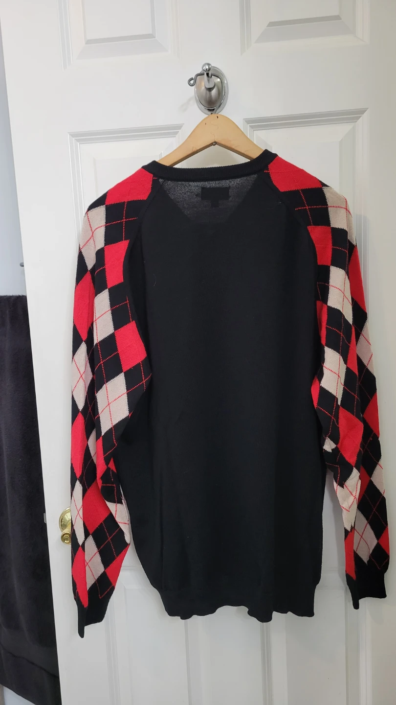 Burberry Golf V-Neck Sweater - Black Argyle - Size L - photo 2