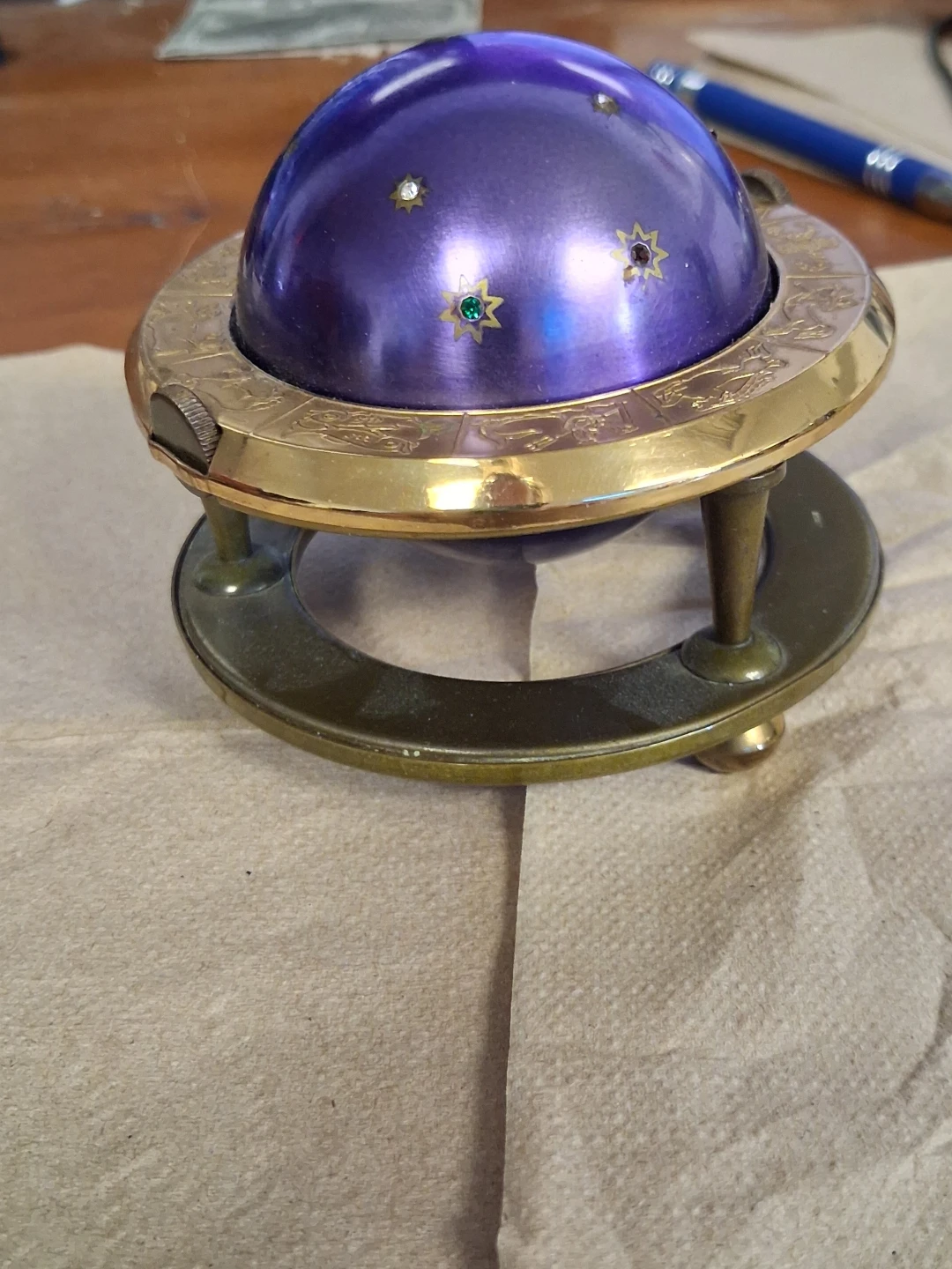 Purple Astrological Globe with Zodiac Ring