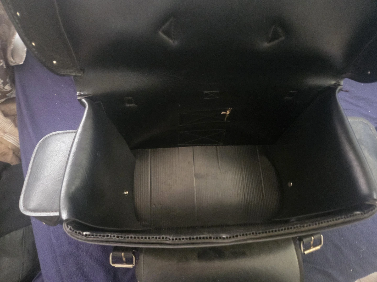 Black Motorcycle Saddlebags Faux Leather Studded - photo 2