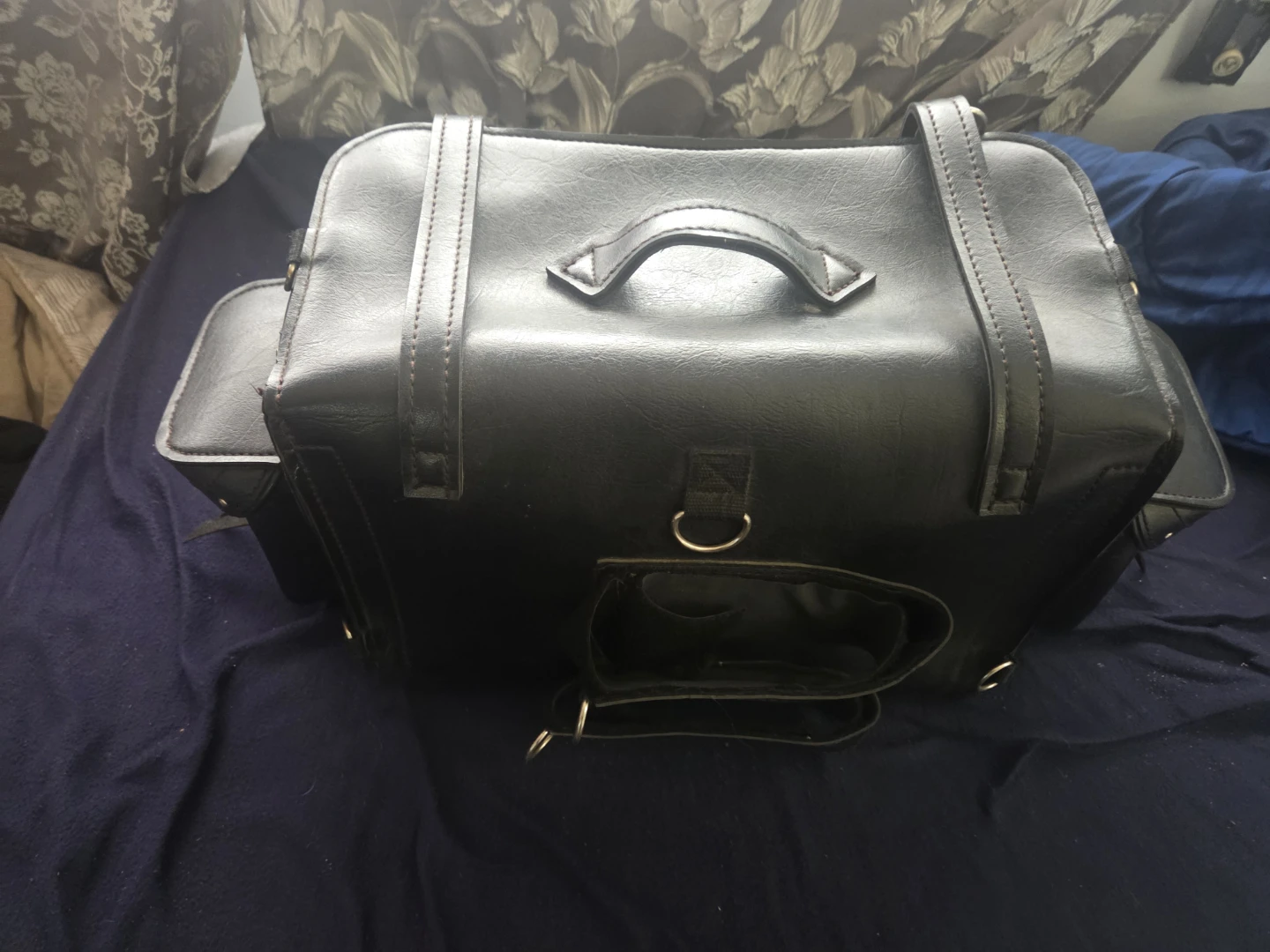 Black Motorcycle Saddlebags Faux Leather Studded - photo 3