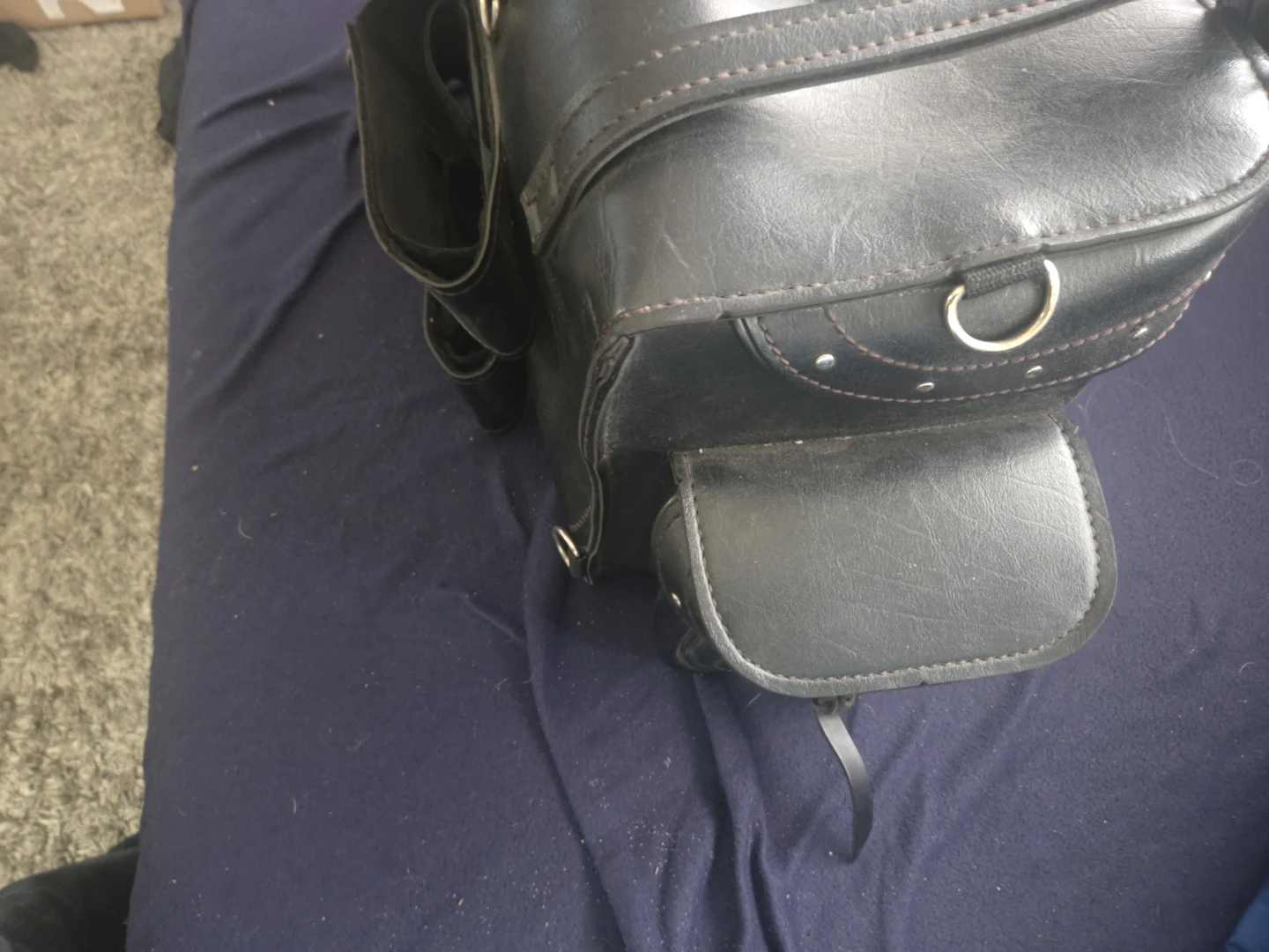 Black Motorcycle Saddlebags Faux Leather Studded - photo 4