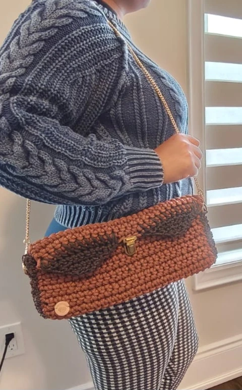 Handmade Crochet Clutch Bag with Chain Strap