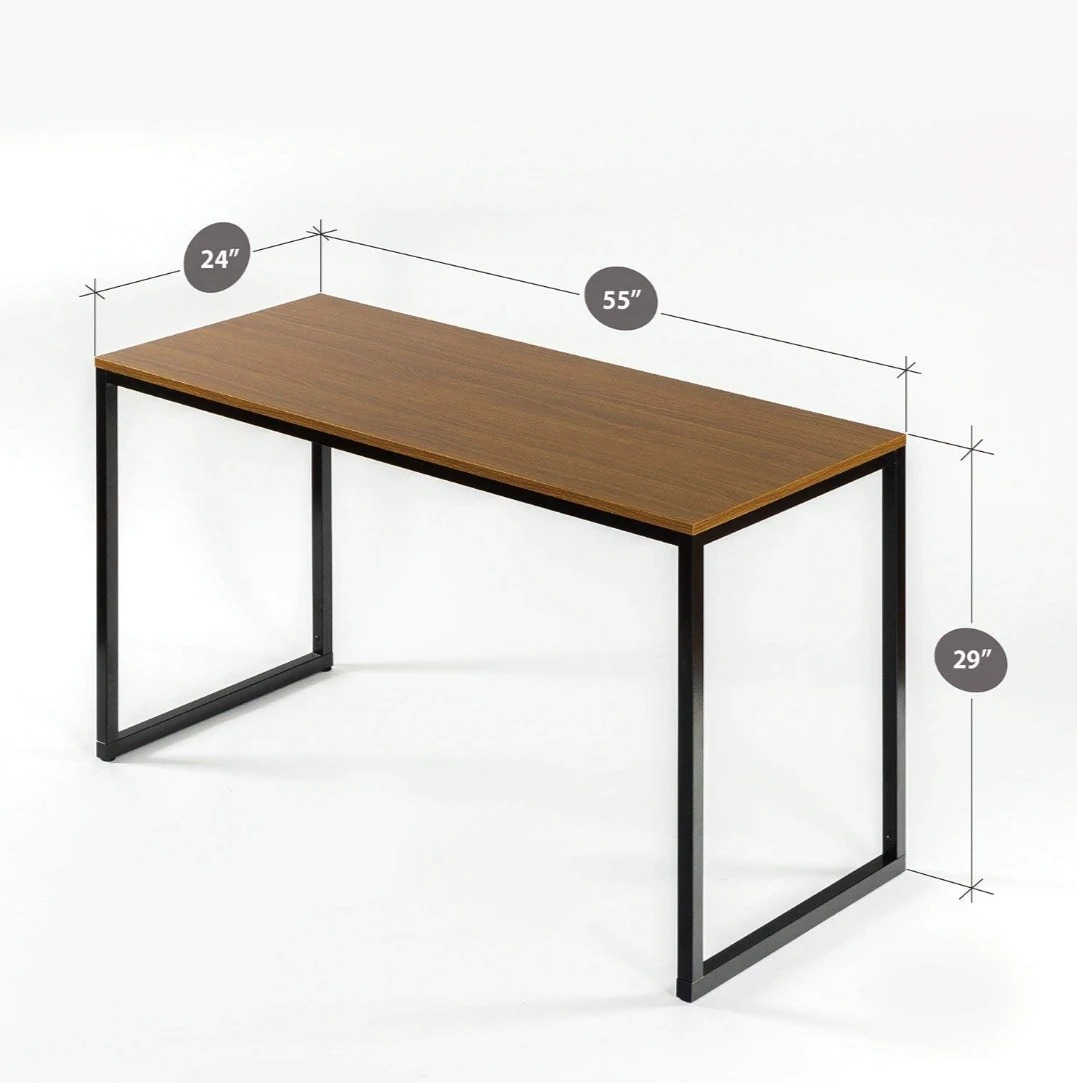Wooden Top Desk with Black Metal Frame