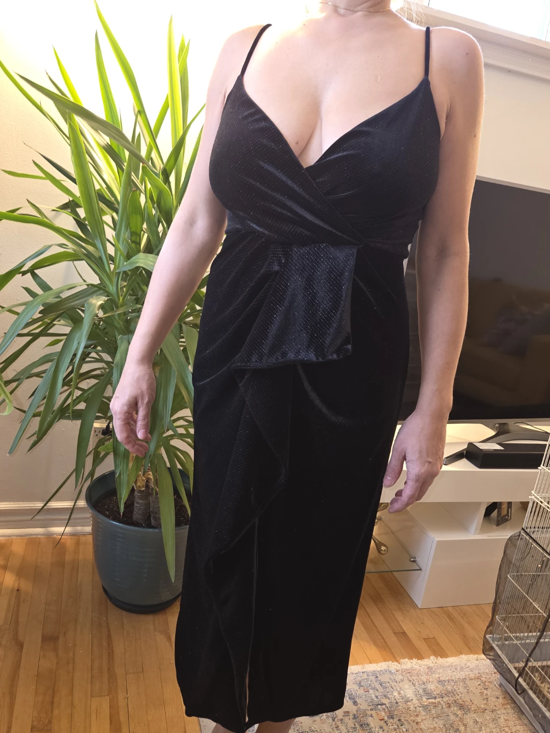 Black Velvet Ruched Gown - photo 2