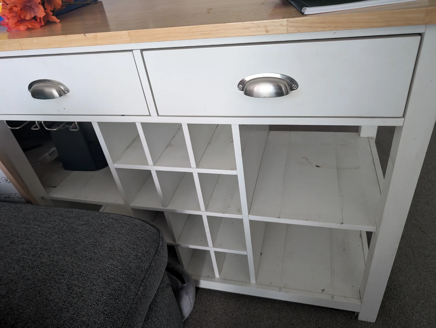 White Kitchen Island with Wood Top